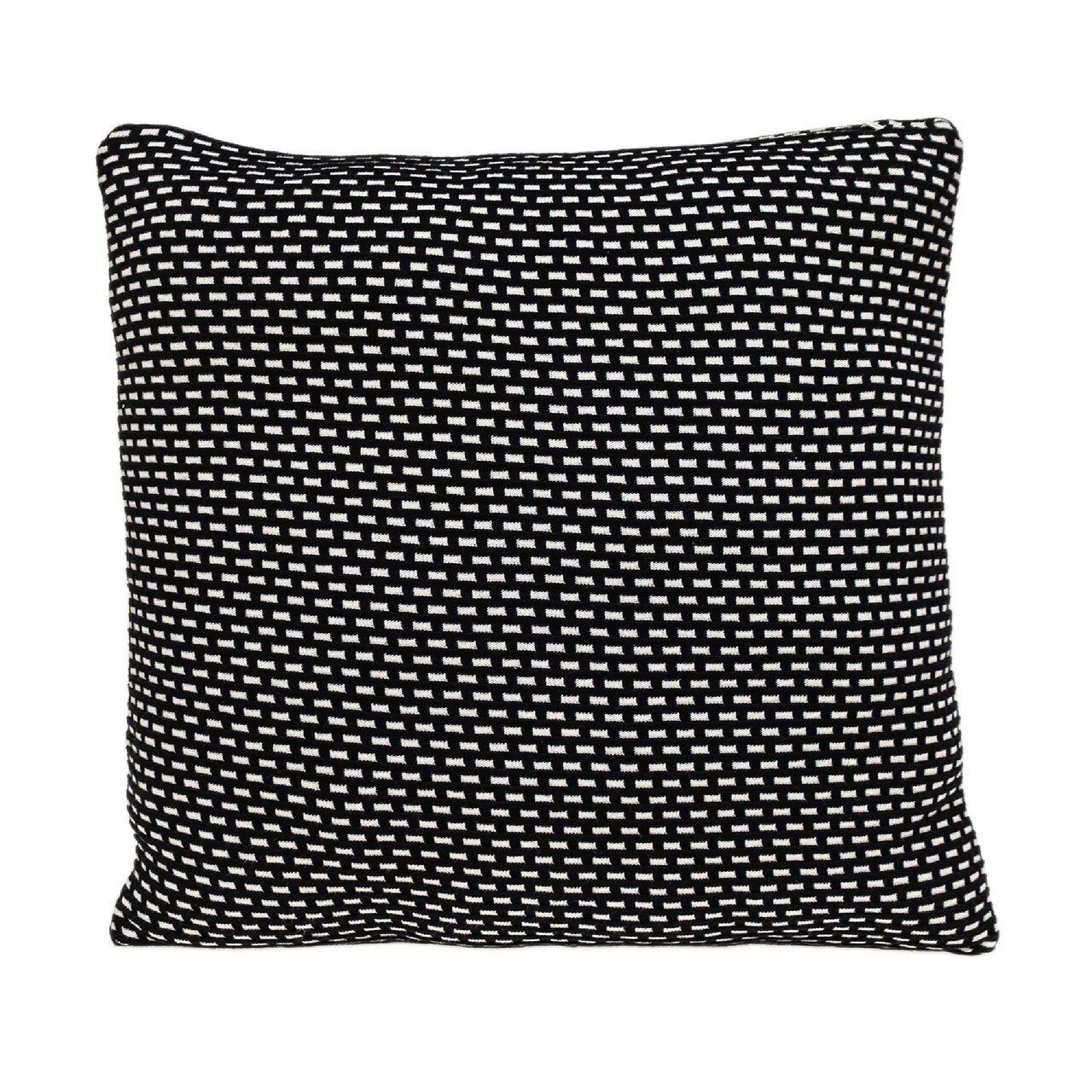 Nassau Collection 20" Black and White Rectangles Textured Square Throw Pillow